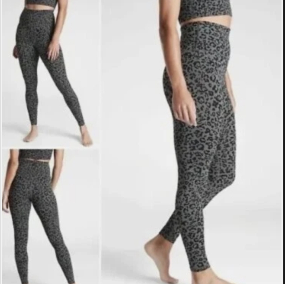 Athleta Gray Leopard Print Leggings